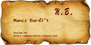 Mancz Barót névjegykártya